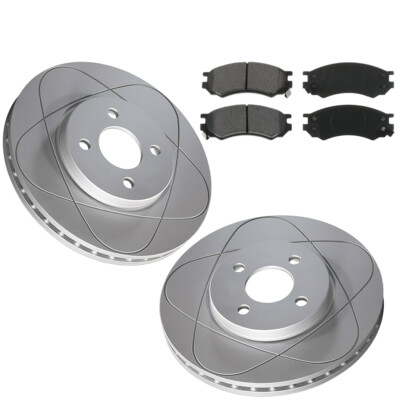 Premium Front Slotted Disc Brake Rotors & Pads For Saturn SC1, SL2, SW1, 250MM