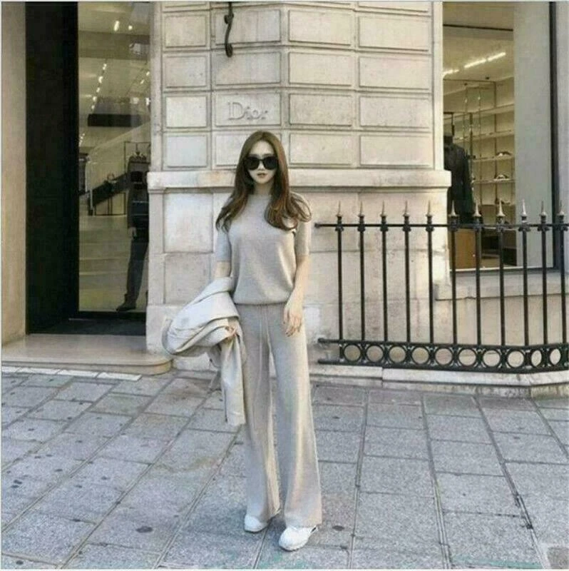 Cashmere sweater and cheap pants set