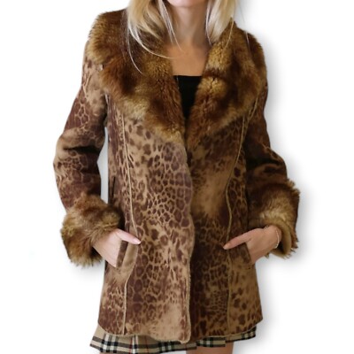 ジャケット・アウター fur leopard down jacket y2k 00s archive Vintage Y2K Bernardo Leopard Cheetah Print Faux Fur Coat