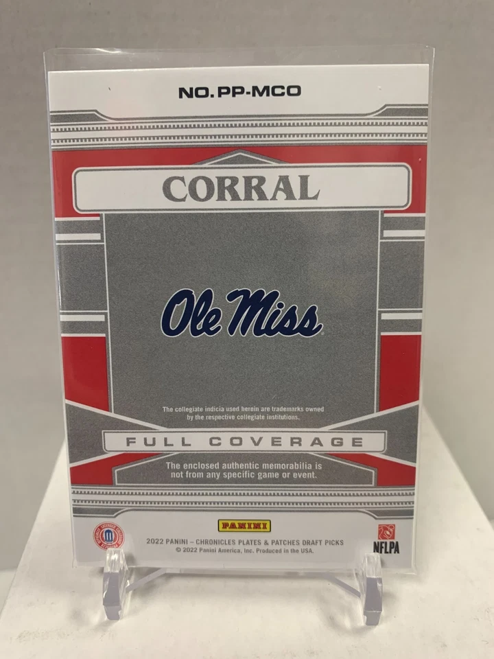 MATT CORRAL 2022 Panini Chronicles Plates and Patches Full Coverage Panthers - Image 2 of 2