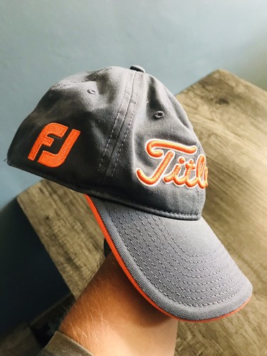 TITLEIST Pro V1 Golf Hat Adjustable Grey With Orange Letters Foot joy Logo - Picture 2 of 7