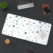 Pink Blue Terrazzo Desk Mat Extra Large Mousepad Computer Mouse Pad XL XXL