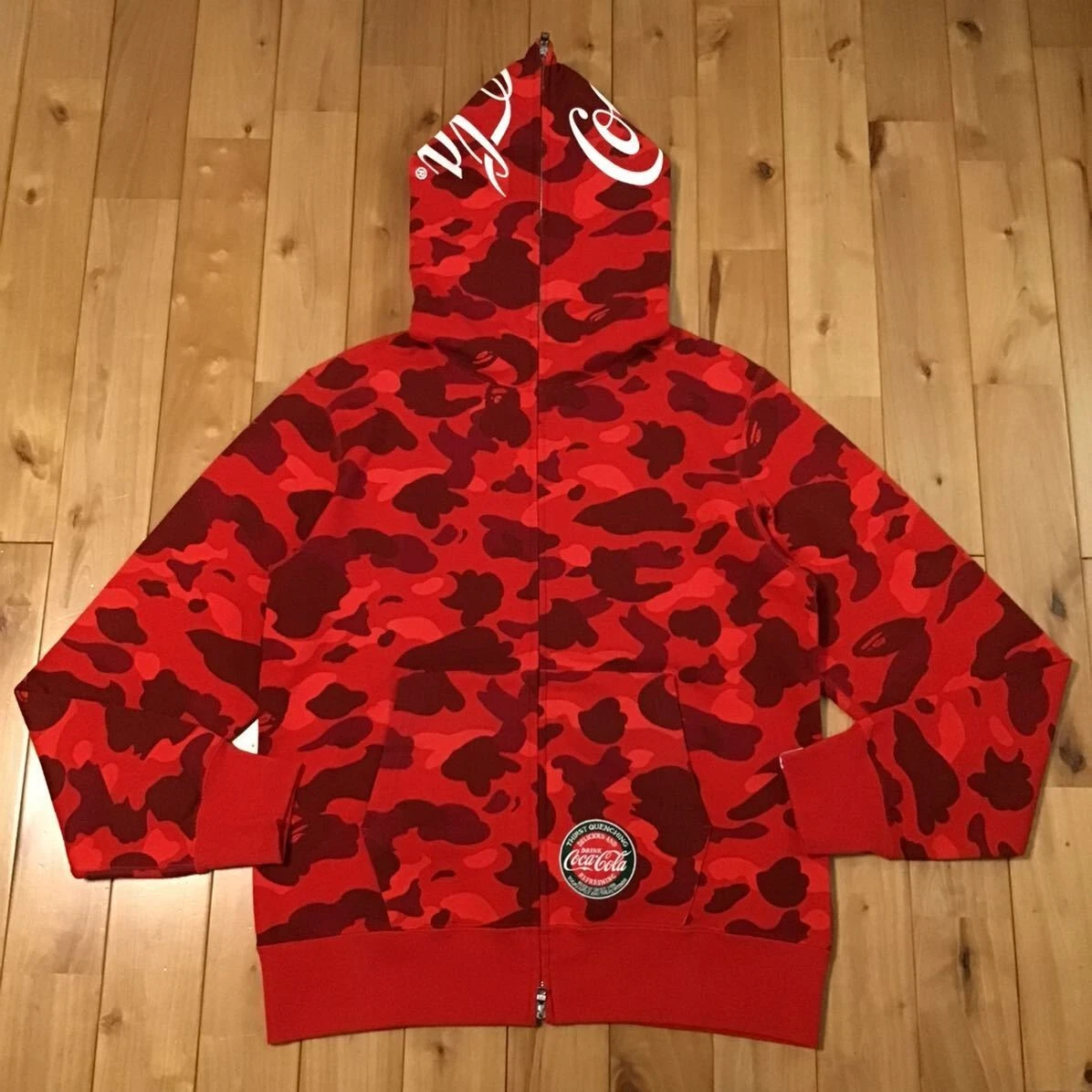 BAPE × Coca-Cola Red camo full zip hoodie A Bathing Ape Size L