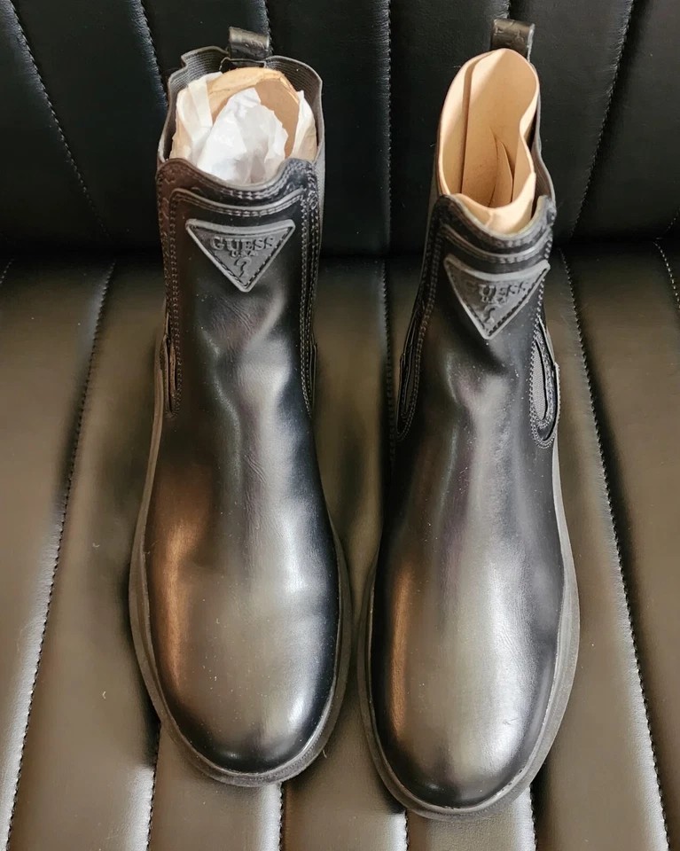 Botines Chelsea GUESS para mujer negros triple triángulo con tacos Gore negros talla 11 EE. UU. Foto 2 de 4