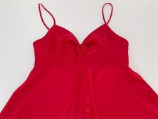 Victoria  s Secret Red Nighty Flowy Short Chemise Rosette Accent Medium Lingerie