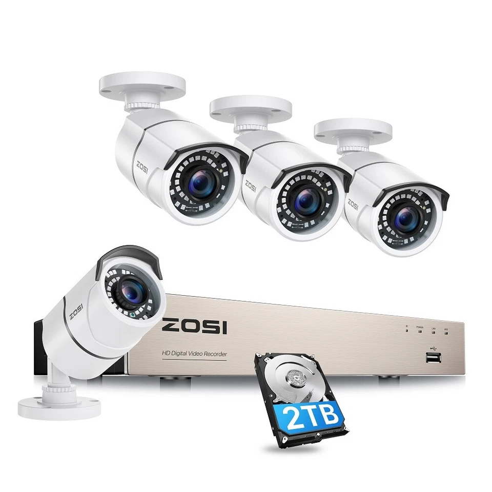 ZOSI H.265+ Outdoor Security Camera System 1080p 8CH 5MP Lite DVR 2TB for Home