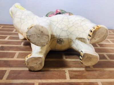 Vintage Japan 5.5X6.5” Ceramic Elephant Vase Planter Hand Painted
