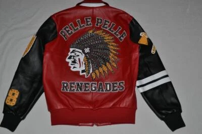 Pelle Pelle Veste En Cuir Renegades Homme NEW Varsity Noir Rouge Toutes Tailles - Photo 1/4