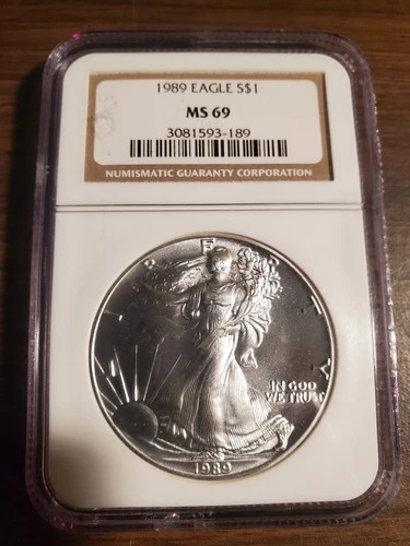 1989 $1 American Silver Eagle Dollar NGC MS69
