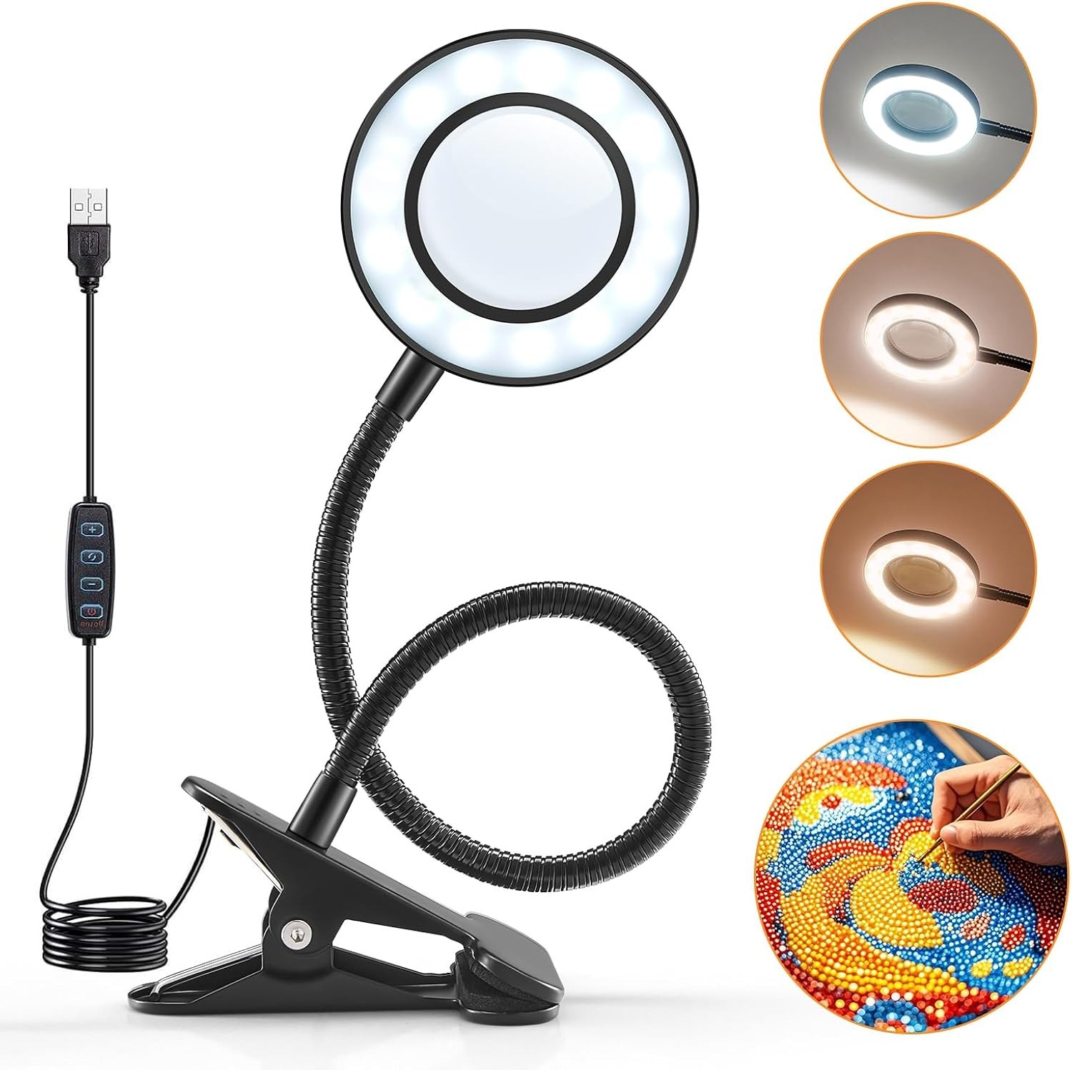 Magnifying Glass with Light 10X Lamp, 9W*48 LED for Black, Black - Image 7