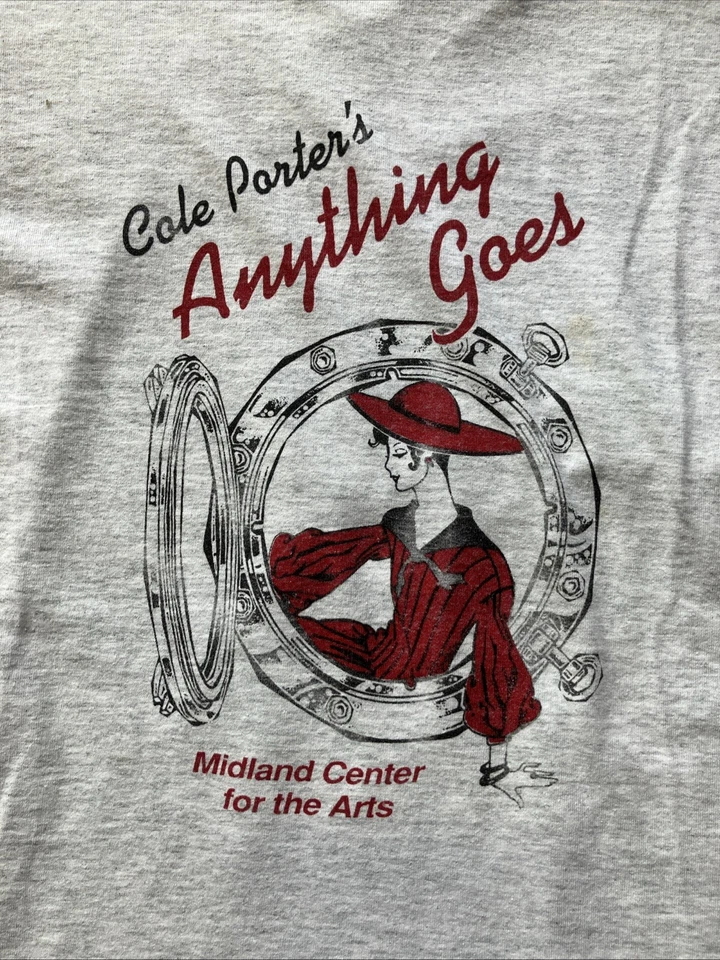 Camisa De Colección Años 90 Anything Goes Midland MI MCFTA Juego Local Puntada Única Gris L Foto 2 de 4