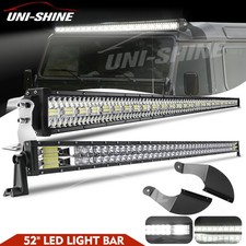 Roof 52" Led Light Bar Combo+ Brackets Fit For Gutter Land Rover Defender + Wire