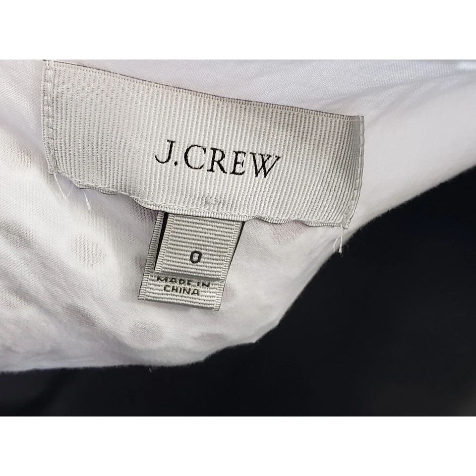 J. Crew A Line Dress Women Size 0 White Crochet Spaghetti Strap Pleated Comfort Foto 3 de 4