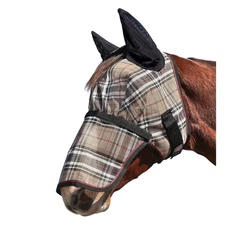 KENSINGTON Deluxe Black Fly Mask w/ Removable Nose, Soft Mesh Ears, M