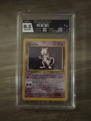 1999 Pokémon TCG Mewtwo Base Set Holo Unlimited Rare HGA 8.5