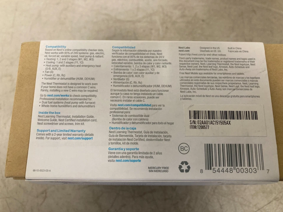 Nest Thermostat 3rd Generation Programmable Thermostat T3008US - Stainless Steel - Image 3 of 4