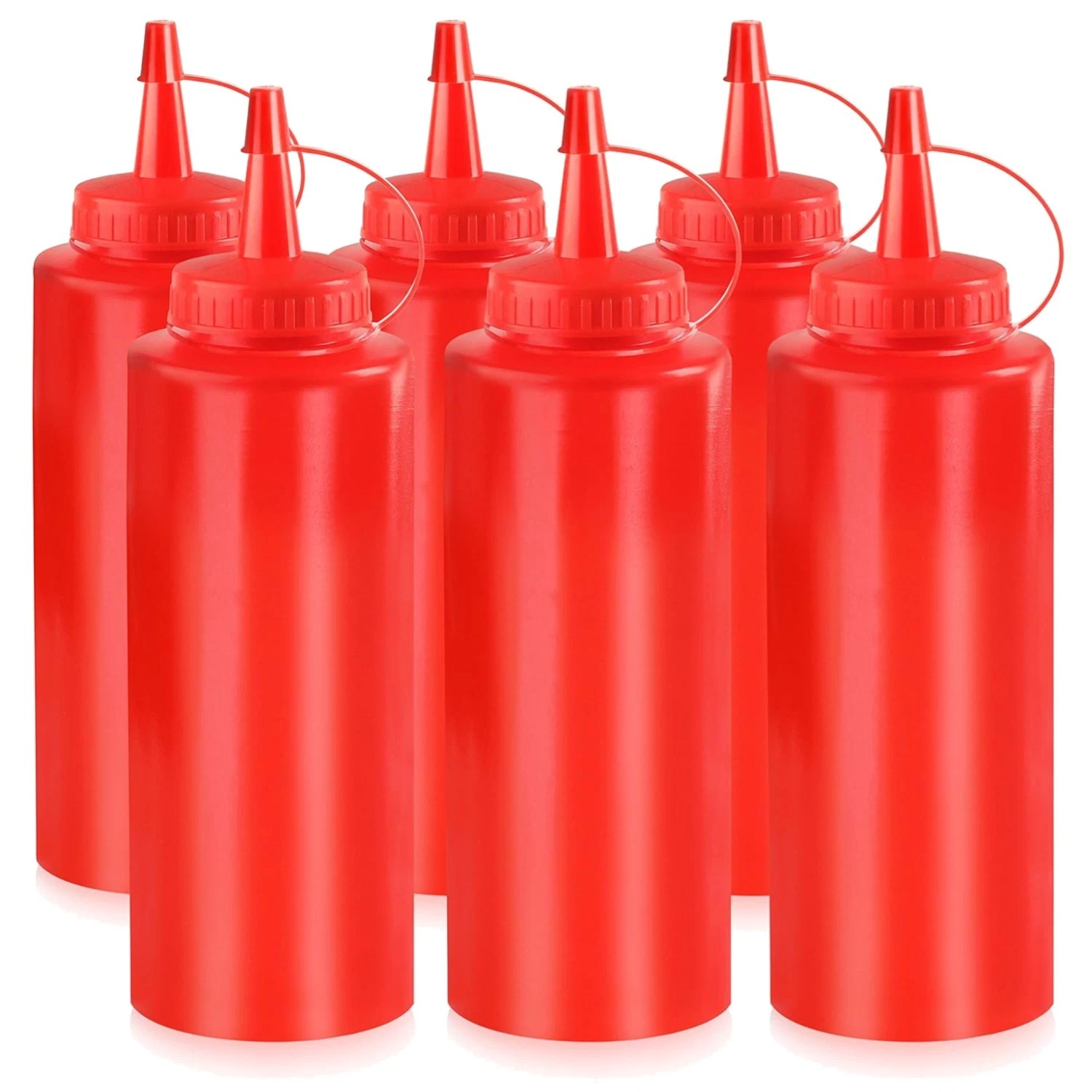 Professional 12 oz Red Squeeze Bottles, 6-Pack