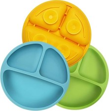 Unbreakable Silicone Baby and Toddler Plates - 3 Pack - Non-Slip Pre Owned
