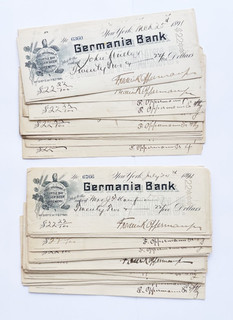 36 x Antique Turtle Bay Lager Beer Brewery Signed Checks 1891 NYC