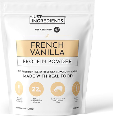 JUST INGREDIENTS French Vanilla Protein Powder, 30 Serving Bag | Grass-Fed Whey