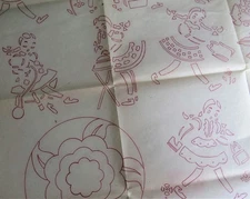 40s Workbasket Embroidery Transfer Pattern 2-926 DOW Girl Doin Chores Fruit Rose