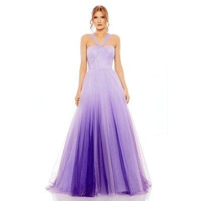 slim fit dress slacks Blue/Purple Ombre Tulle Prom Dress, V Neck Lace Appliqued Pageant Dress,ARD2922 main image 0