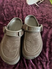 Crocs Men’s Brown Suede Slip-On Clog Sandals Comfort Logo US 10