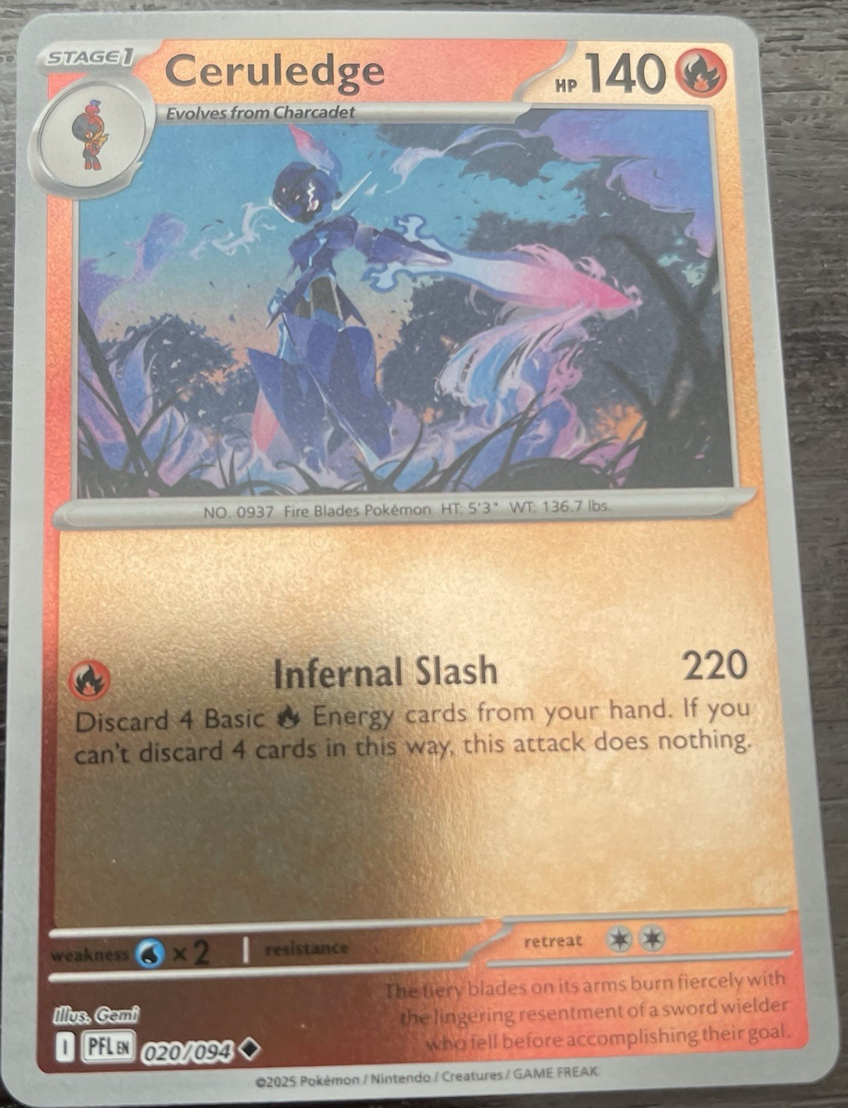 Ceruledge 020/094 Me02: Phantasmal Flames Reverse Holo