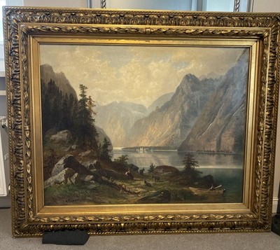 Gemälde Öl Leinwand, Königssee von August Oeser um 1860 - Außenmaß 123 x 103 cm