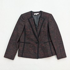 Kasper Women's Blazer Suit Jacket Size 12 Black Red Woven Business Career