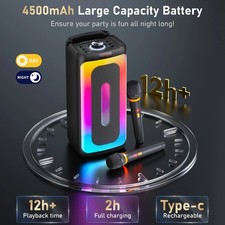 JYX D20-T Karaoke machine, Waterproof Bluetooth Speaker with 2 Wireless Karaoke