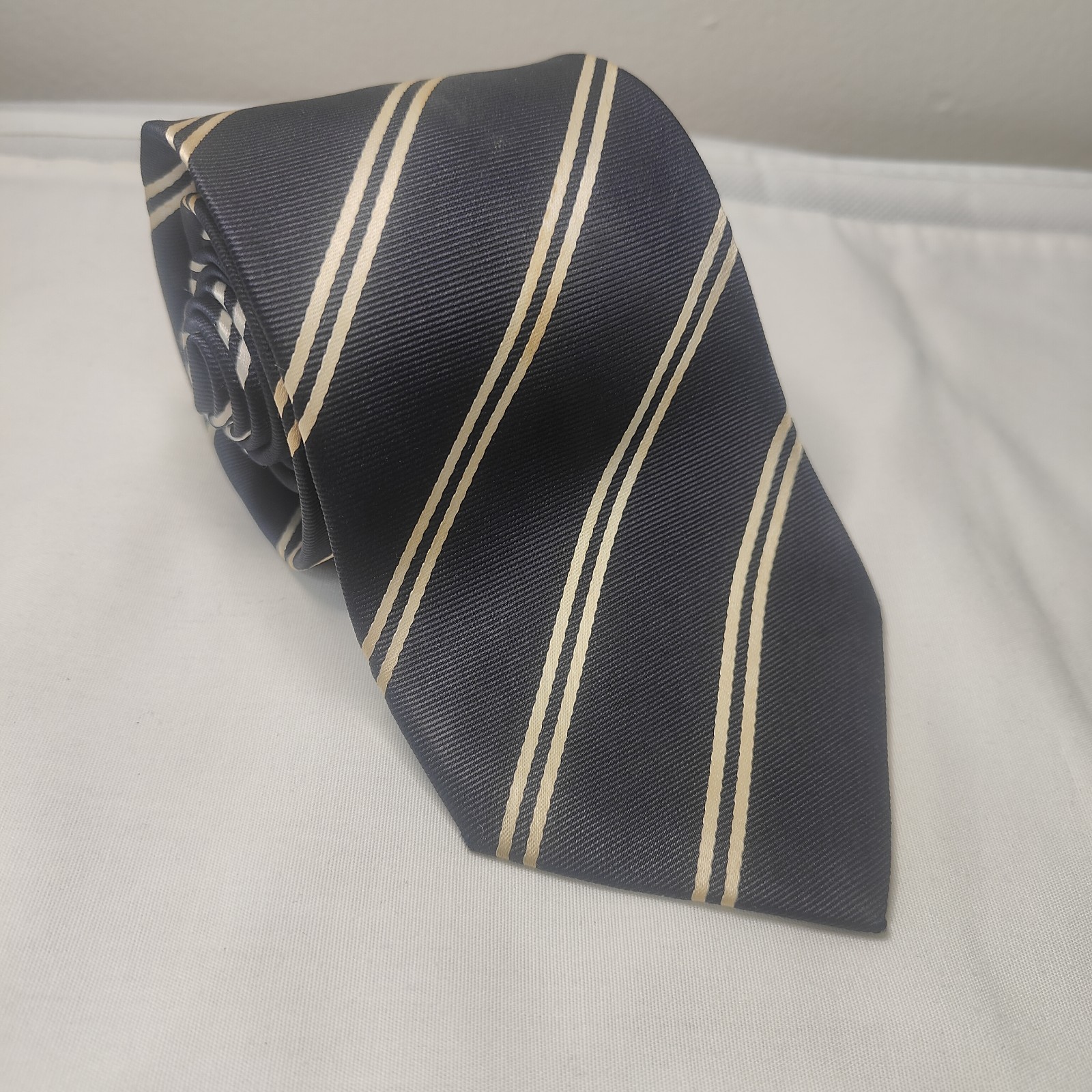 Regent Stripe Navy Blue Stained