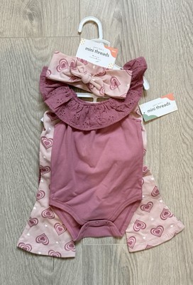 Petit Lem 4-teiliges Outfit-Set mit Herzdruck neu mit Etikett 9-12 Monate