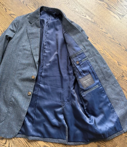 Custom Marzoni Grey Glen Check Suit 3/2 Roll Patch Pockets 42L