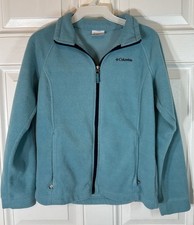 Columbia Girls Benton Springs Fleece Jacket Large 14-16 Teal Blue Full Zip