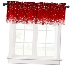 Red Christmas Snowflakes Window Valance Curtain, 18"W x 54"L Pack of 1 Xmas-3
