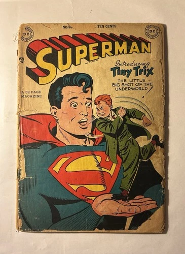 Superman #58 (1949) – Vintage DC Comic - Key Introducing Tiny Trix - Low Grade