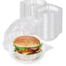 Disposable Plastic To Go Containers with Clear Lids 100 5" x 5" - 100 Count