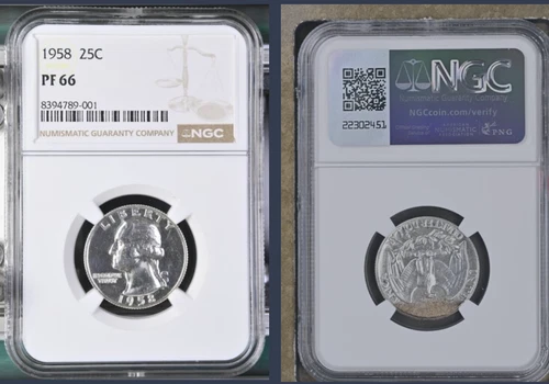 1958 Proof Washington Quarter certified PF 66 by NGC!