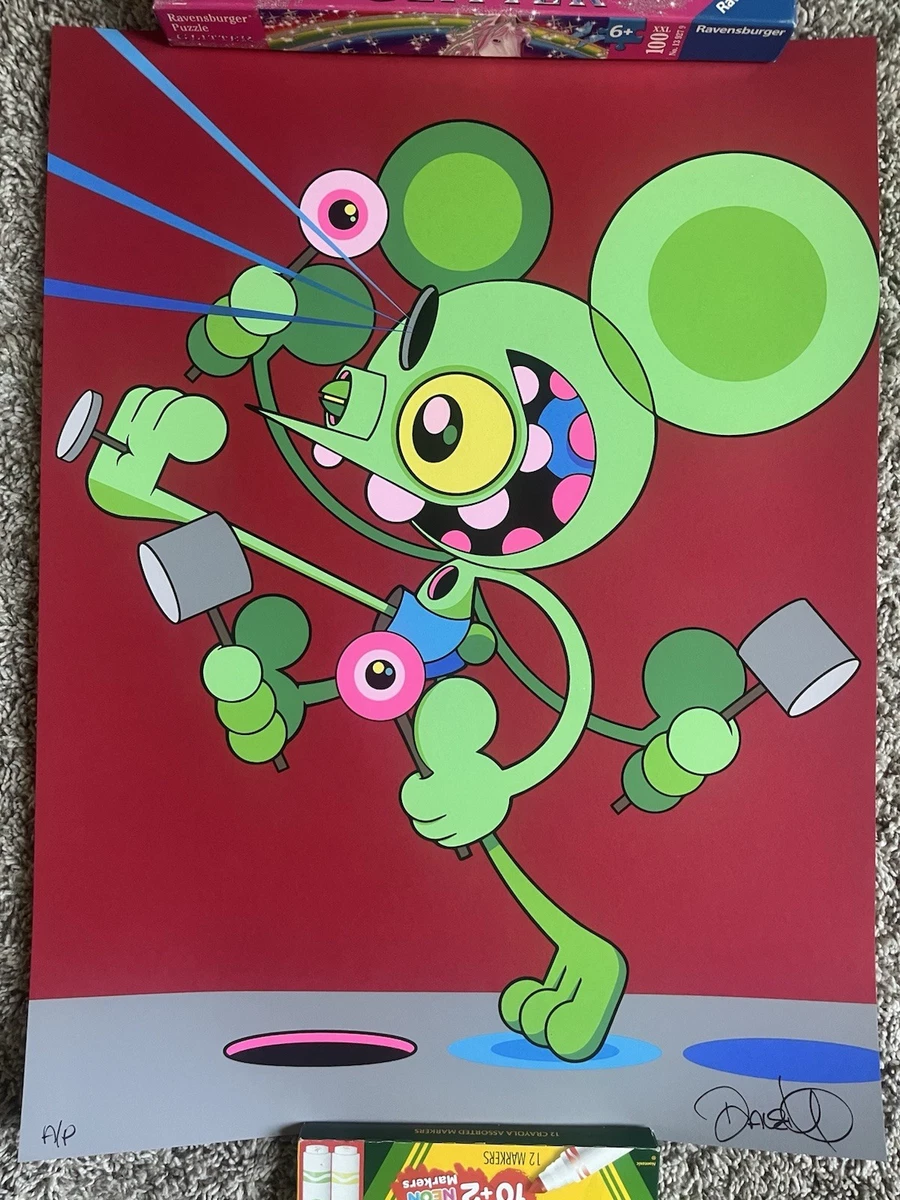 Œuvre D'Art "Skate Space Monkey" Par Dalek - Épreuve D'Artiste (AP) - Peinte à La Main - 18x24" - 2023