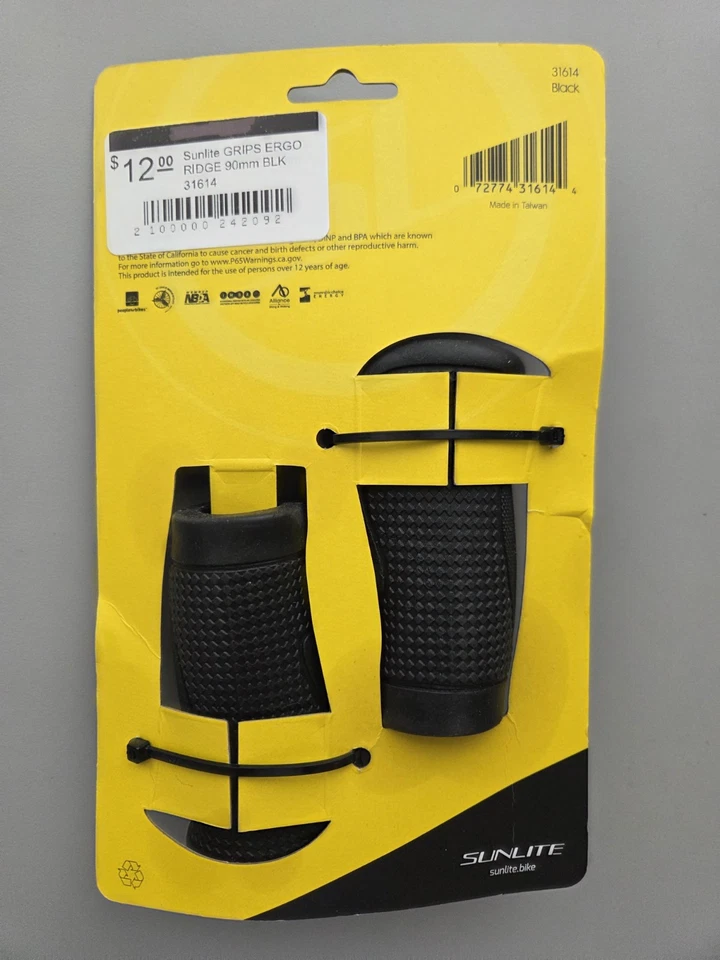 Sunlite ERGO RIDGE Ergonomic Bicycle Grips 90mm Black 31614 - Image 2 of 2