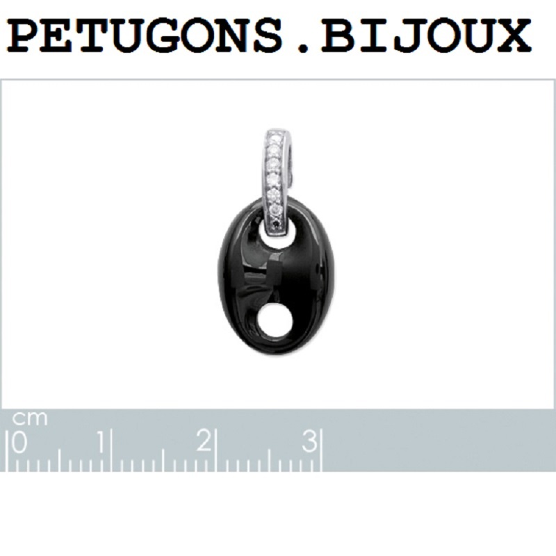 Bijou grain de café collier argent 925 et céramique chaîne 45 cm