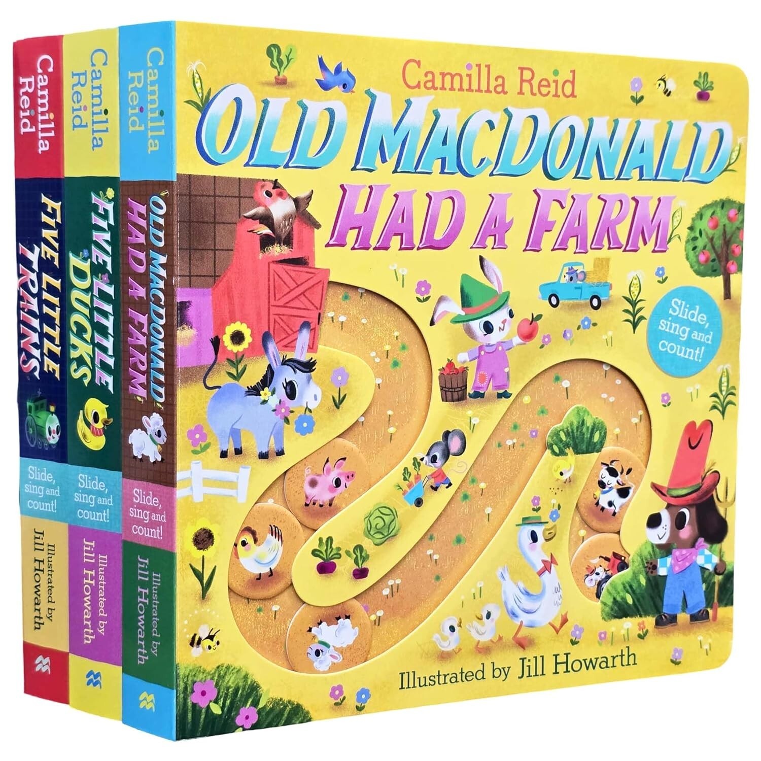 Slide and Count Books 3 Books Collection Set by Camilla Reid Old Macdonald had