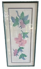 Watercolor Painting Floral Canvas Linda Whittemore Framed Signed MCM 4x2’ VTG