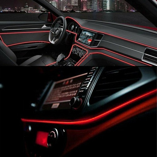 Lámpara de atmósfera decorativa interior de automóvil rojo tira de alambre accesorios de luz 2M - Imagen 7 de 12