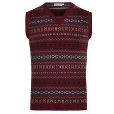 Vintage Knitted Fair isle Tanktop Mens Fairisle Jumper Sweater Tank Top 60s 70s