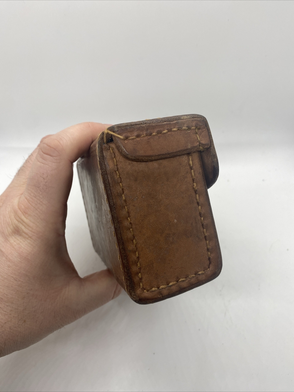 Named WWII WW2 US Boyt Leather Shell Ammo Case Pouch Marked, Boyt 643