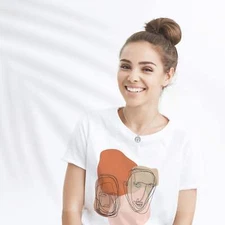 Multiple Faces Abstract Drawing Line Art Unisex T-shirt Tee
