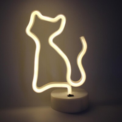 Neon Cat Lamp Light - Cute LED Cat Night Light for Kids' Room or Animal Lovers