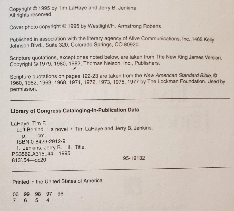 "Left Behind" LaHaye & Jenkins 1995 1stEdition Paperback Collectible  - Image 4 of 4